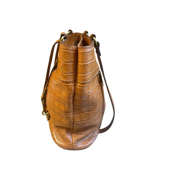Patricia Nash Albi Brown Leather Croc-Embossed Convertible Tote/Backpack Bag - Picture 3 of 12